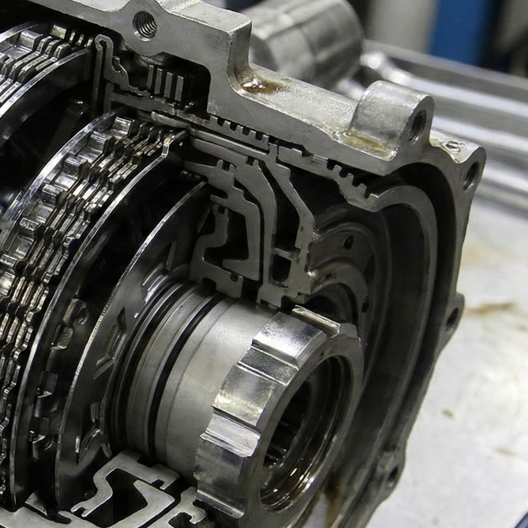 Versnellingsbakrevisie in de garage