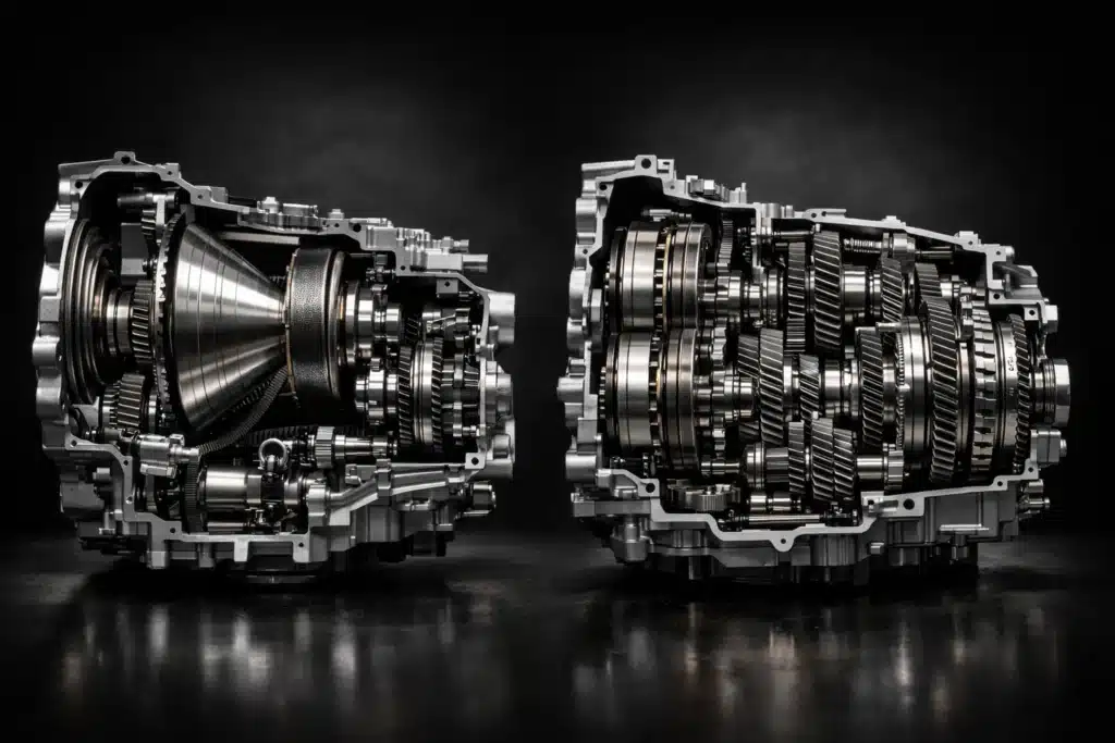 Technische vergelijking tussen een DSG dubbele koppeling en een CVT transmissie bij SHM Transmissie